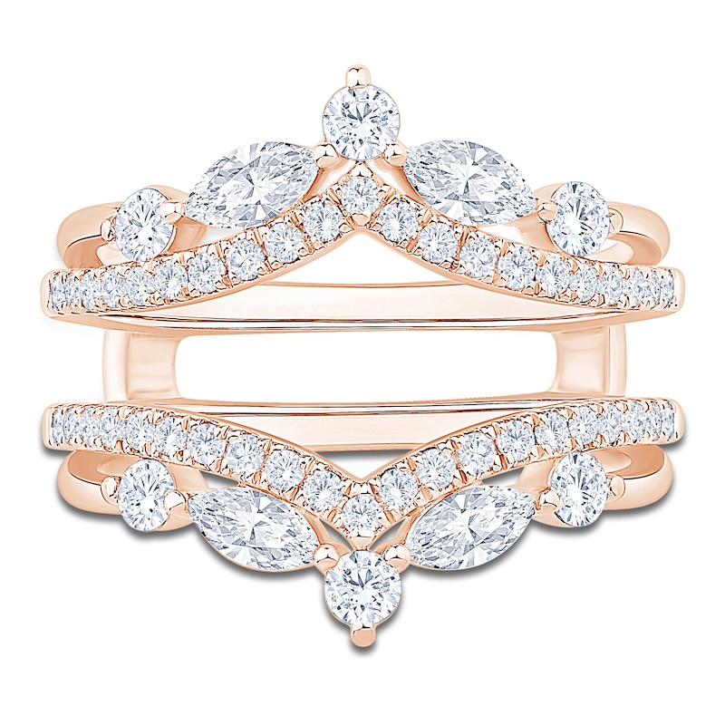 Main Image 3 of Certified Marquise & Round-Cut Diamond Chevron Enhancer Ring 1 ct tw 14K Rose Gold