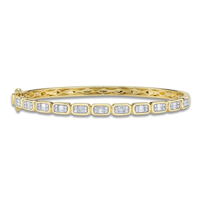 Main Image 1 of Shy Creation Baguette & Round-Cut Multi-Diamond Bangle Bracelet 5/8 ct tw 14K Yellow Gold SC55027006RDZS
