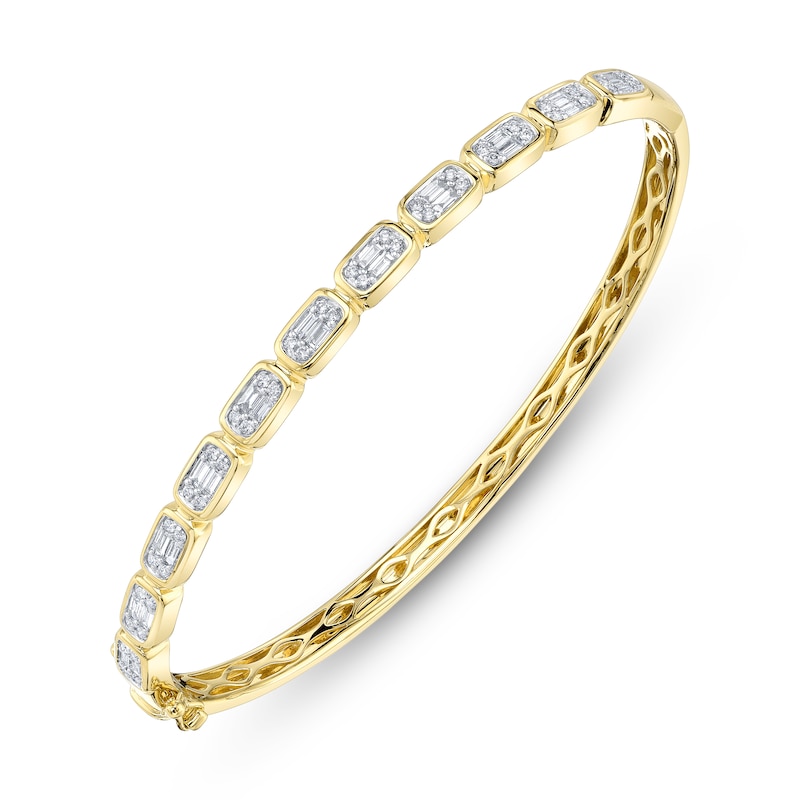 Main Image 2 of Shy Creation Baguette & Round-Cut Multi-Diamond Bangle Bracelet 5/8 ct tw 14K Yellow Gold SC55027006RDZS