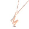 Thumbnail Image 2 of Diamond Initial M Necklace 1/20 ct tw 10K Rose Gold 18"