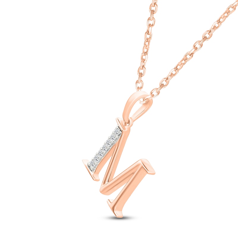 Main Image 2 of Diamond Initial M Necklace 1/20 ct tw 10K Rose Gold 18"