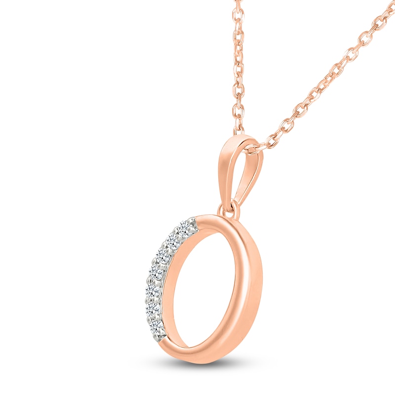 Main Image 2 of Diamond Initial O Necklace 1/20 ct tw 10K Rose Gold 18"