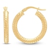 Thumbnail Image 3 of Diamond-Cut Pattern Hoop Earrings 14K Yellow Gold 15mm