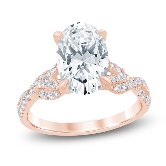 Oval-Cut Lab-Grown Diamond Engagement Ring 3-1/4 ct tw 14K Rose Gold