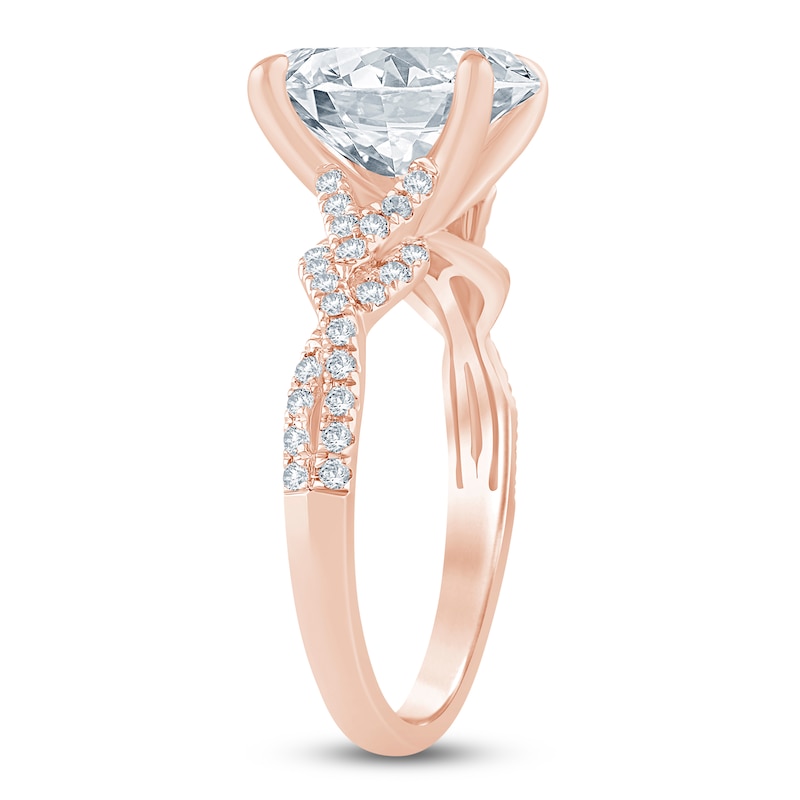 Main Image 2 of Oval-Cut Lab-Grown Diamond Engagement Ring 3-1/4 ct tw 14K Rose Gold