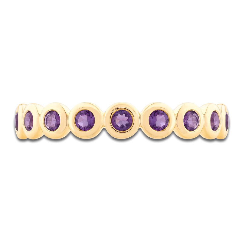 Main Image 3 of Bezel-Set Natural Amethyst 2mm Stackable Ring 14K Yellow Gold