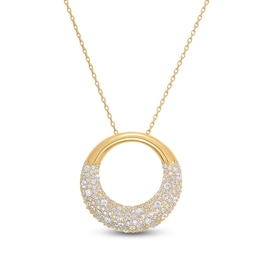 Diamond Pavé Circle Necklace 1-1/2 ct tw 14K Yellow Gold 18"