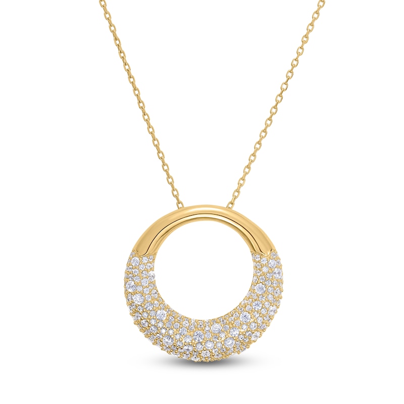 Main Image 1 of Diamond Pavé Circle Necklace 1-1/2 ct tw 14K Yellow Gold 18"
