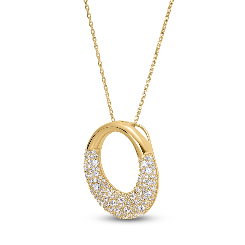 Main Image 2 of Diamond Pavé Circle Necklace 1-1/2 ct tw 14K Yellow Gold 18"