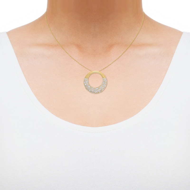 Main Image 4 of Diamond Pavé Circle Necklace 1-1/2 ct tw 14K Yellow Gold 18"