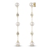 Thumbnail Image 1 of Cultured Pearl & Bezel-Set Lab-Grown Diamond Chain Drop Earrings 3/8 ct tw 14K Yellow Gold
