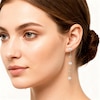 Thumbnail Image 2 of Cultured Pearl & Bezel-Set Lab-Grown Diamond Chain Drop Earrings 3/8 ct tw 14K Yellow Gold