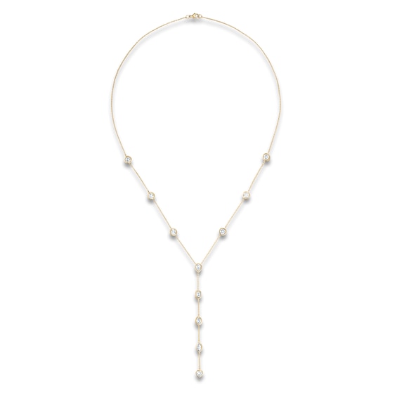 Jared Signature Multi-Shape Lab-Grown Diamond Bezel-Set Y-Drop Necklace 2-3/4 ct tw 14K Yellow Gold 20"