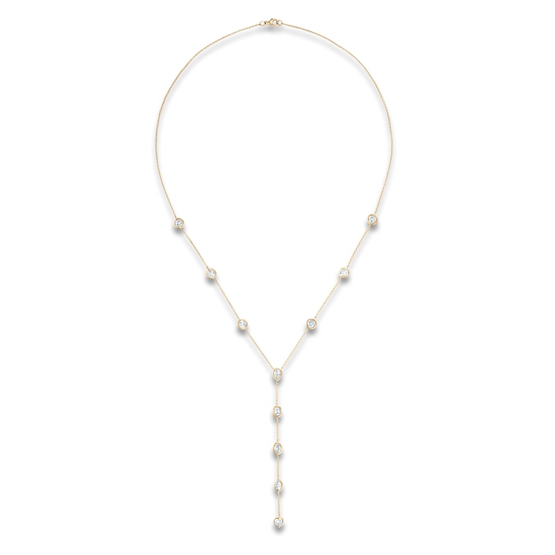 Main Image 1 of Jared Signature Multi-Shape Lab-Grown Diamond Bezel-Set Y-Drop Necklace 2-3/4 ct tw 14K Yellow Gold 20"