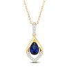 Thumbnail Image 1 of Pear-Shaped Blue Lab-Created Sapphire Necklace 1/10 ct tw 10K Yellow Gold 18"