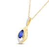 Thumbnail Image 2 of Pear-Shaped Blue Lab-Created Sapphire Necklace 1/10 ct tw 10K Yellow Gold 18"