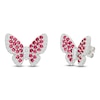 Thumbnail Image 2 of Lab-Created Ruby & White Lab-Created Sapphire Butterfly Stud Earrings Sterling Silver