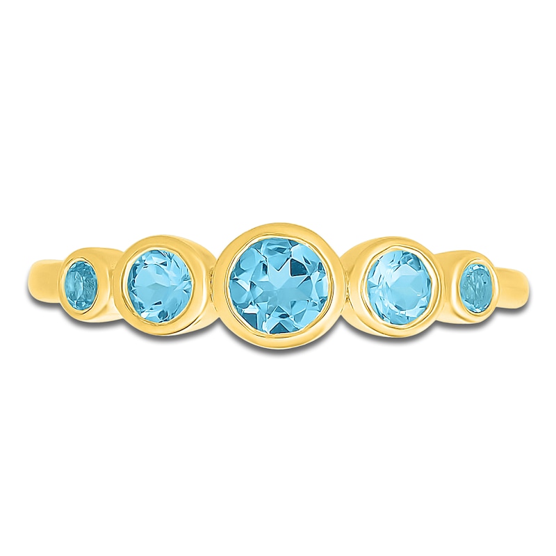 Main Image 3 of Natural Swiss Blue Topaz Bezel-Set Five-Stone Ring 10K Yellow Gold