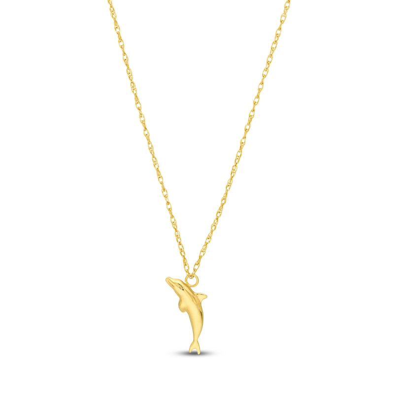 Main Image 1 of Dolphin Necklace 14K Yellow Gold 18"