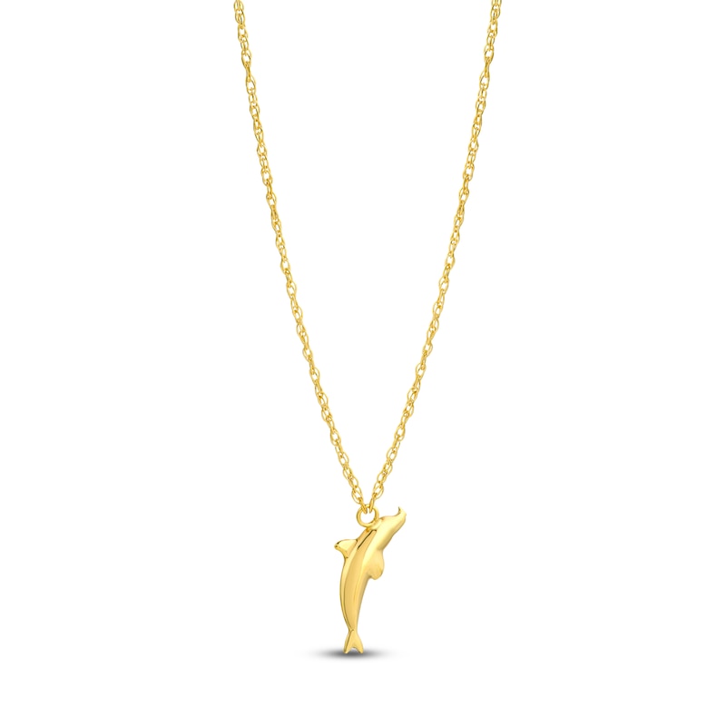 Main Image 2 of Dolphin Necklace 14K Yellow Gold 18"
