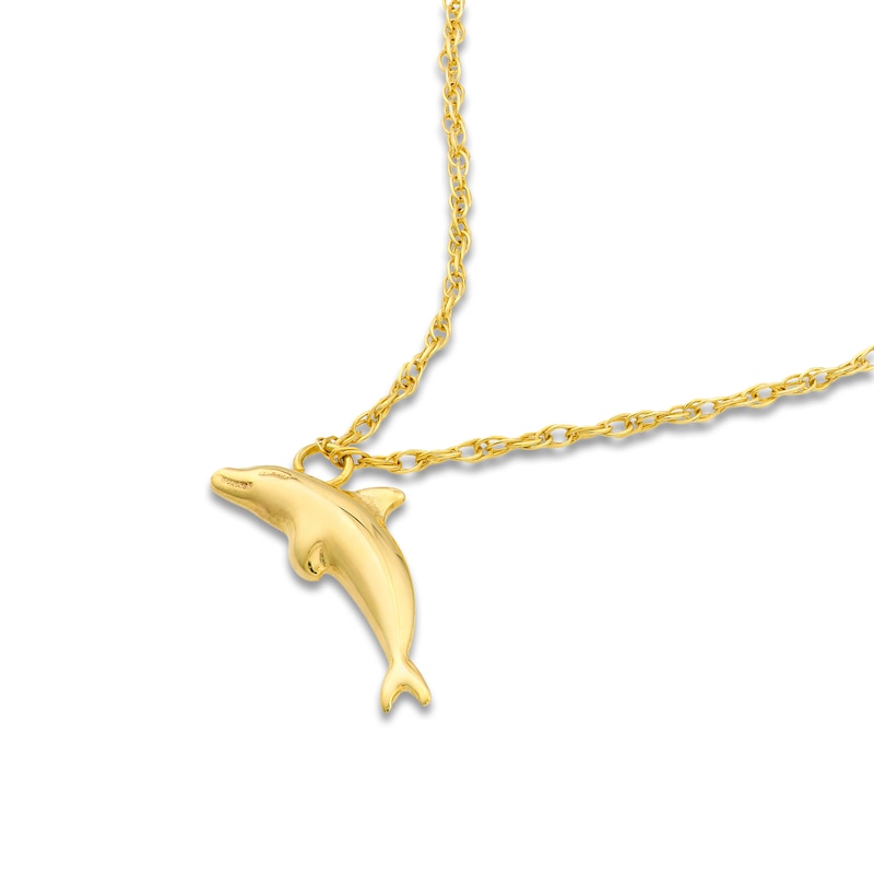 Main Image 3 of Dolphin Necklace 14K Yellow Gold 18"