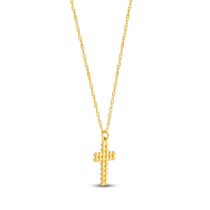 Main Image 2 of Beaded Cross Necklace 14K Yellow Gold 18"