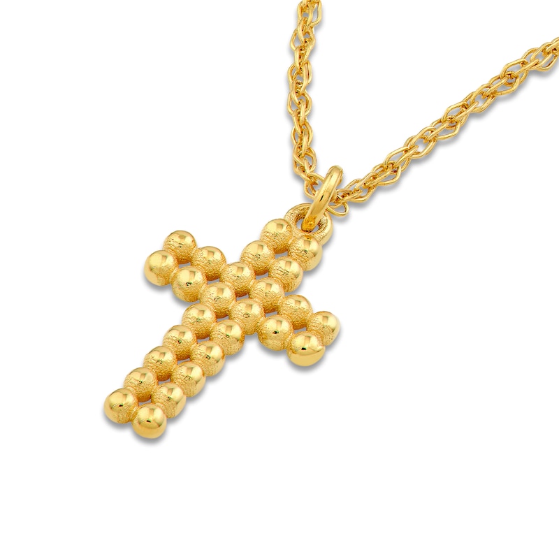 Main Image 3 of Beaded Cross Necklace 14K Yellow Gold 18"