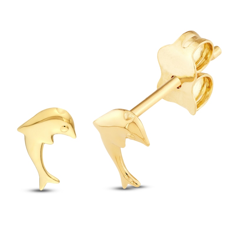 Main Image 2 of Dolphin Stud Earrings 14K Yellow Gold