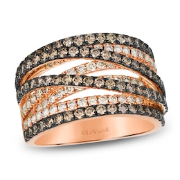 Le Vian Diamond Multi-Row Crisscross Ring 1-7/8 ct tw 14K Strawberry Gold