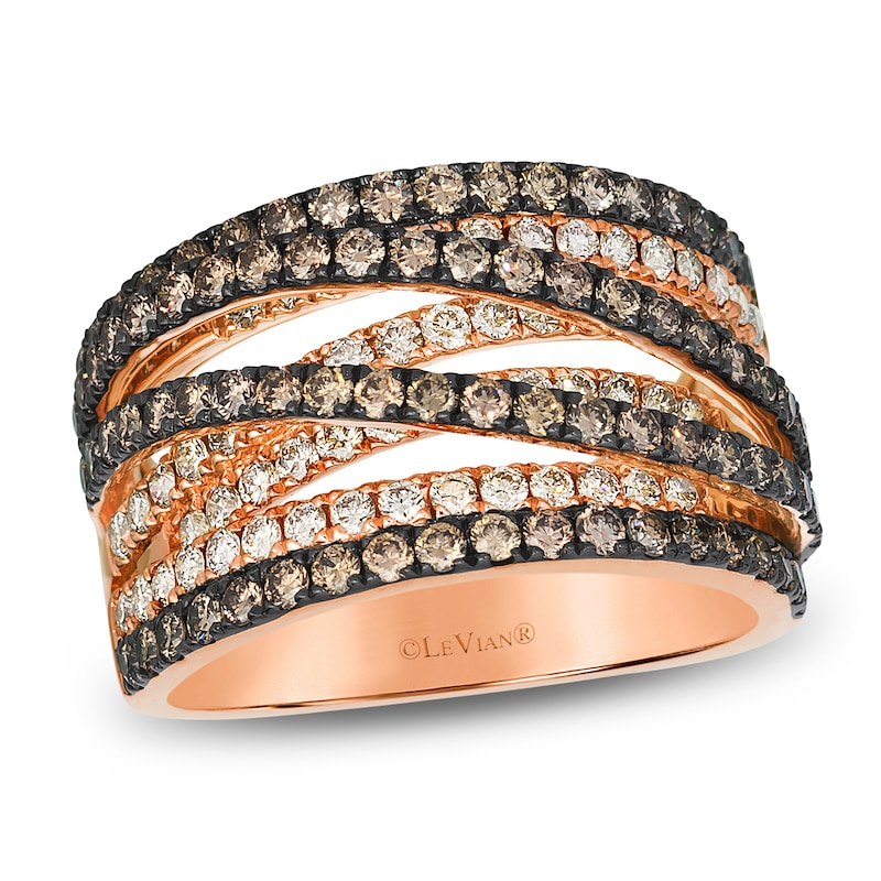 Main Image 1 of Le Vian Diamond Multi-Row Crisscross Ring 1-7/8 ct tw 14K Strawberry Gold