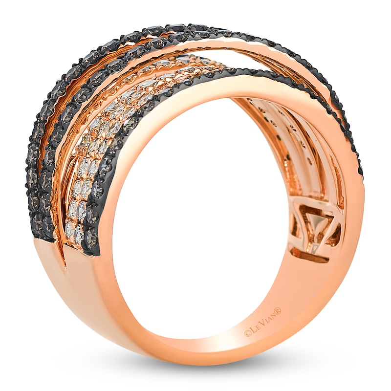 Main Image 2 of Le Vian Diamond Multi-Row Crisscross Ring 1-7/8 ct tw 14K Strawberry Gold