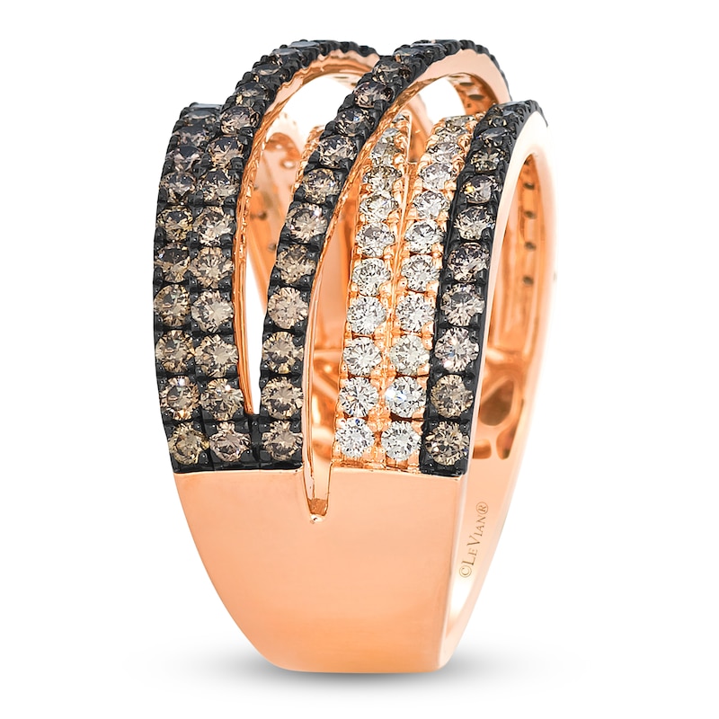 Main Image 3 of Le Vian Diamond Multi-Row Crisscross Ring 1-7/8 ct tw 14K Strawberry Gold