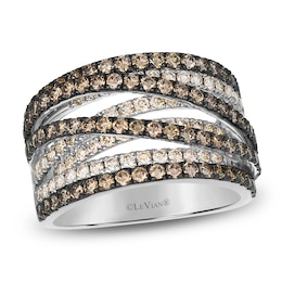 Le Vian Diamond Multi-Row Crisscross Ring 1-7/8 ct tw 14K Vanilla Gold