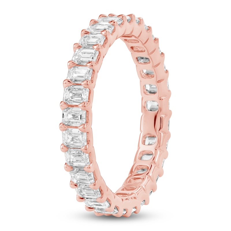 Main Image 2 of Emerald-Cut Lab-Grown Diamond Eternity Band 2 to 2-3/8 ct tw 14K Rose Gold