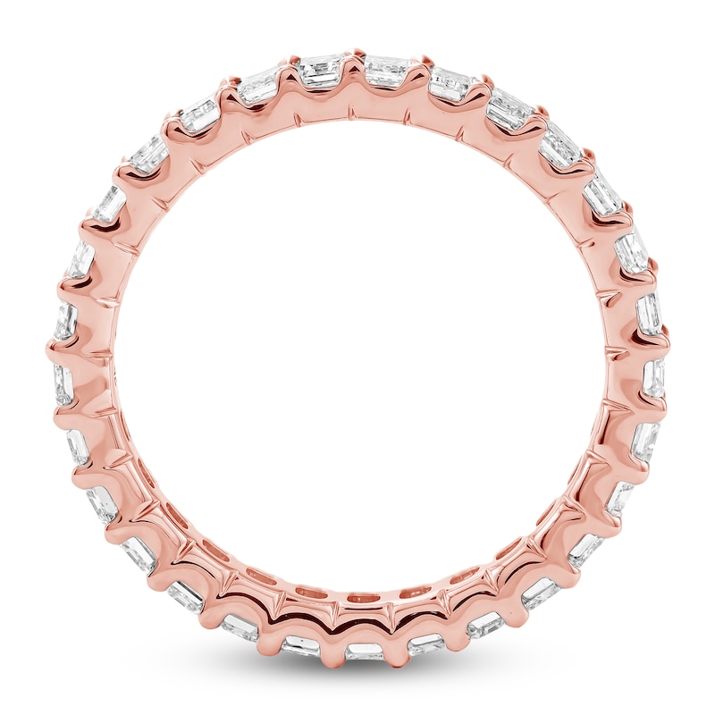 Main Image 4 of Emerald-Cut Lab-Grown Diamond Eternity Band 2 to 2-3/8 ct tw 14K Rose Gold