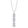 Thumbnail Image 1 of Shy Creation Baguette & Round-Cut Triple Drop Necklace 1/10 ct tw 14K White Gold 18"