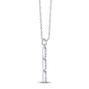 Thumbnail Image 2 of Shy Creation Baguette & Round-Cut Triple Drop Necklace 1/10 ct tw 14K White Gold 18"