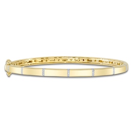 Shy Creation Diamond-Striped Bangle Bracelet 1/15 ct tw 14K Yellow Gold SC55026201RDZS
