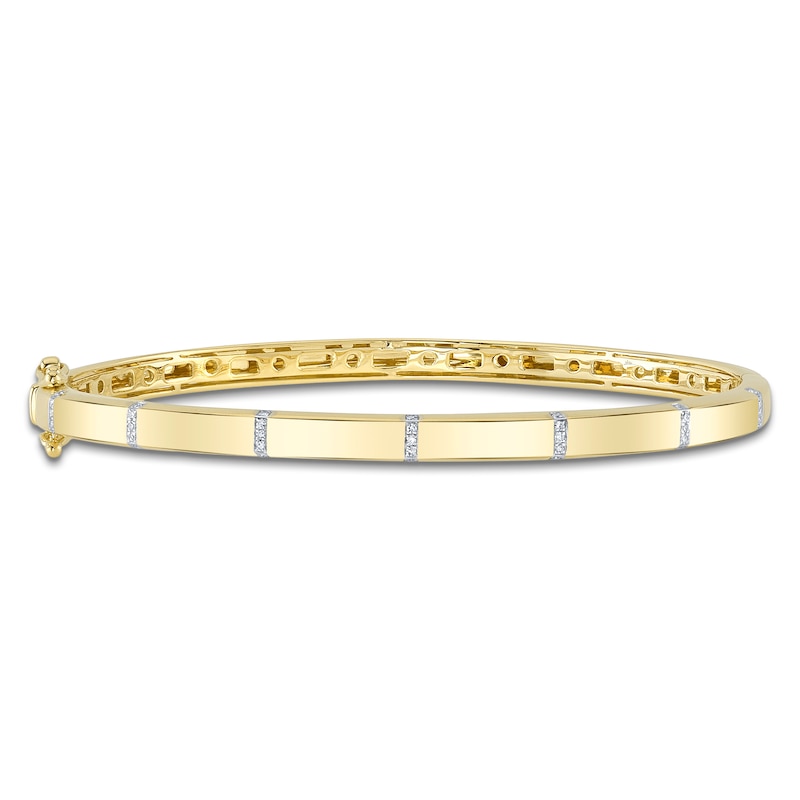 Main Image 1 of Shy Creation Diamond-Striped Bangle Bracelet 1/15 ct tw 14K Yellow Gold SC55026201RDZS