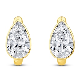 Jared Signature Pear-Shaped Lab-Grown Diamond Solitaire Huggie Hoop Earrings 2 ct tw 14K Yellow Gold