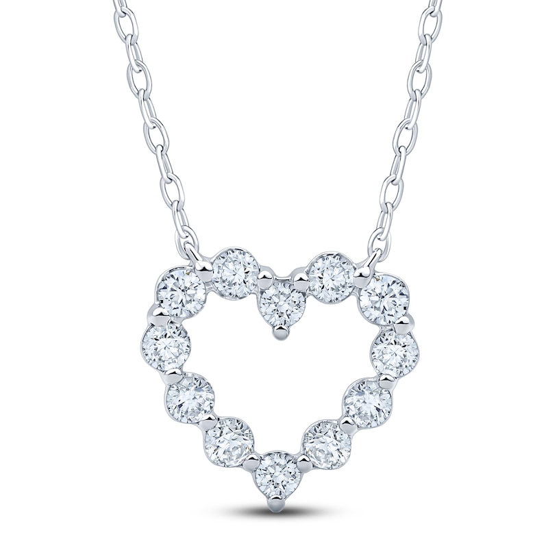 Main Image 1 of Jared Signature Lab-Grown Diamond Heart Necklace 1/2 ct tw 14K White Gold 18"