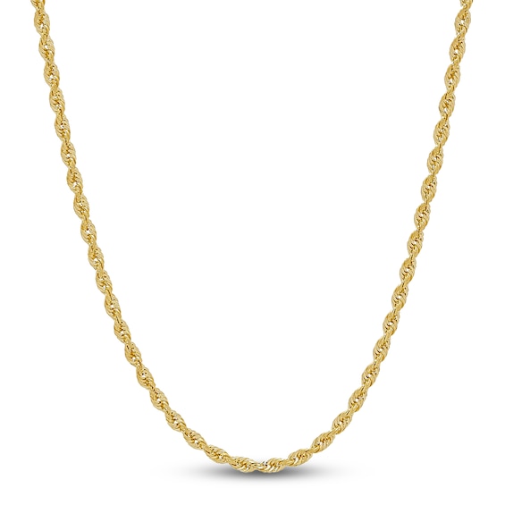 3mm Glitter Rope Necklace Solid 14K Yellow Gold 22"