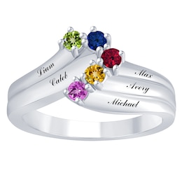 Mother's Family Birthstone Asymmetric Contoured Ring