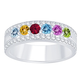 Mother's Family Birthstone Linear Ring