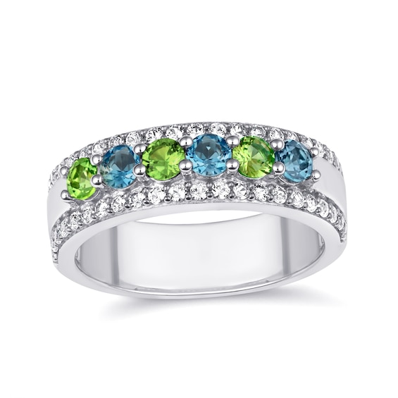 Mother's Family Birthstone Linear Ring (2-6 Stones)