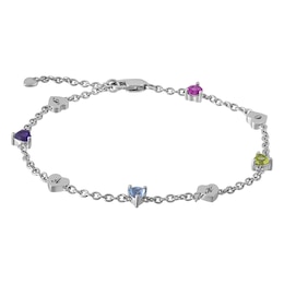 Birthstone Family & Mother's Bracelet (4 Stones and Lines)