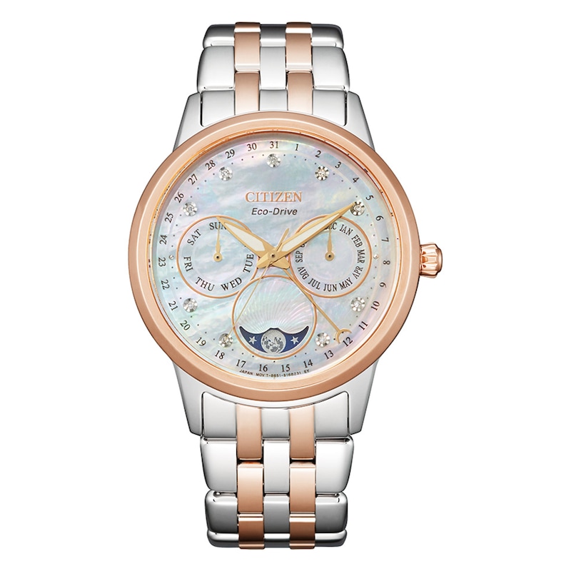 Main Image 1 of Citizen Calendrier Mother-of-Pearl Stainless Steel Women's Watch FD0006-56D