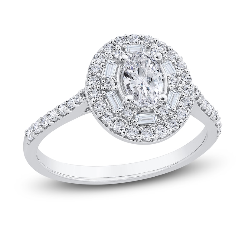 Natural Diamond Ring Guard, Oval Flower Shaped Engagement Ring Wrap, 14k  18k Solid Gold & Baguette Round Diamond Custom Fit Enhancer 