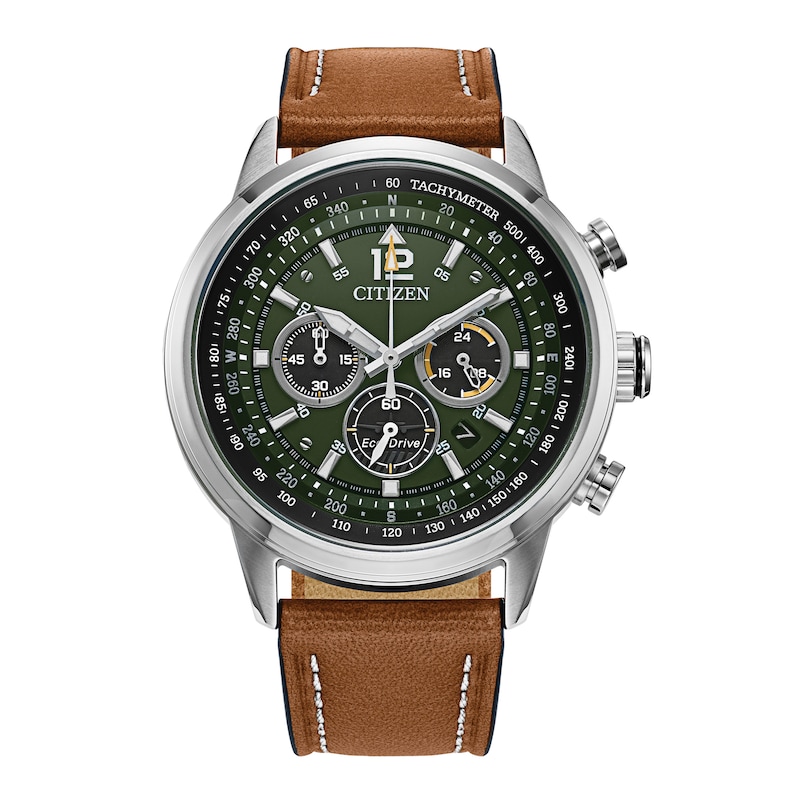 Men's Citizen Eco-Drive® Gold-Tone Chronograph Watch with Black Dial  (Model: AT2132-53E)