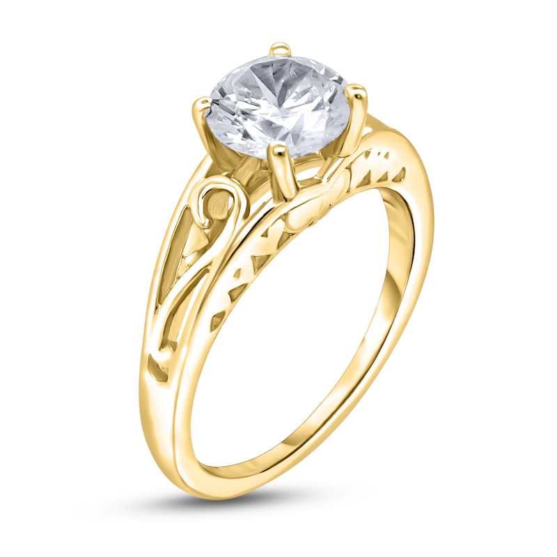 Diamond Solitaire Scroll Engagement Ring 3/4 ct tw Round 14K Yellow Gold (I2/I)